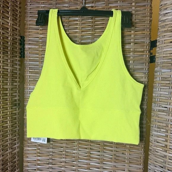 #231 NWT NWT Lululemon Power Pivot Ribbed Tank Top Electric Lemon - Sz 12 - Picture 7 of 8